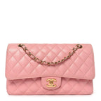 Caviar Quilted Medium Double Flap Pink