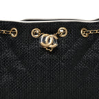 Braided Raffia Calfskin Quilted Mini Chanel 25 Handbag Black White
