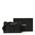 Calfskin Quilted Medium Boy Flap So Black
