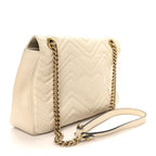 Calfskin Matelasse Medium GG Marmont Shoulder Bag White