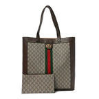GG Supreme Monogram Web Large Ophidia Vertical Shopping Tote Brown