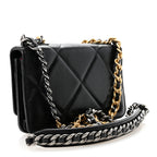 Lambskin Quilted Chanel 19 Wallet On Chain WOC Black