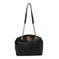 Calfskin Matelasse Medium GG Marmont Open Top Shoulder Bag Black