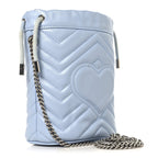 Calfskin Matelasse Mini GG Marmont 2.0 Bucket Bag Porcelain Light Blue