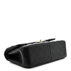 Lambskin Quilted Jumbo Double Flap Black