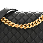 Lambskin Quilted Medium Boy Flap Black