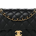 Caviar Quilted Small Double Flap Black