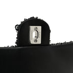 Sequin Camellia Small Single Flap Silver Black