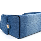 Washed Denim Quilted Small Chanel 25 Handbag Blue