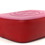 Dollar Calfskin Bi-Color Small Soho Disco Bag New Rosette Hibiscus Red