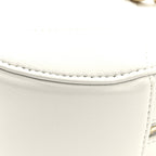 Shiny Goatskin Quilted Chanel 19 Round Clutch With Chain White
