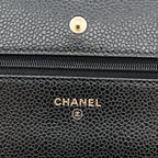 Caviar Quilted Wallet on Chain WOC Black