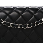 Lambskin Quilted Maxi Double Flap Black