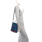 Soft Textured Calfskin Web Small Ophidia Bucket Bag Blue Agata