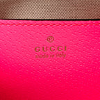 GG Supreme Monogram Textured Dollar Calfskin Web Ophidia Small Crossbody Bag Beige Ebony Fuchsia