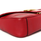 Calfskin Matelasse Small GG Marmont Shoulder Bag Hibiscus Red