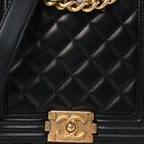 Calfskin Quilted North South Boy Flap Black