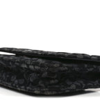 Printed Denim Quilted Flower Wallet On Chain WOC Black