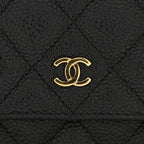 Caviar Quilted Wallet on Chain WOC Black