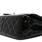 Patent Quilted Jumbo Double Flap Black