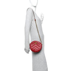 Glazed Calfskin Matelasse Heart Mini GG Marmont Round Shoulder Bag Romantic Cerise