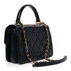 Lambskin Quilted Small Trendy CC Dual Handle Flap Bag Black