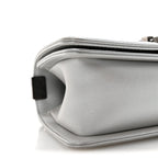 Metallic Calfskin Quilted Small Boy Flap Silver