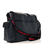 GG Supreme Monogram Web Messenger Diaper Bag Black Grey