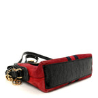 Suede Patent Web GG Small Ophidia Dome Shoulder Bag Hibiscus Red