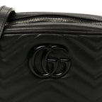 Calfskin Matelasse Monochrome Small GG Marmont Chain Shoulder Bag Black