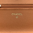 Caviar Quilted Wallet on Chain WOC Dark Beige