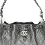 Metallic Caviar Quilted Mini Chanel 25 Handbag Anthracite