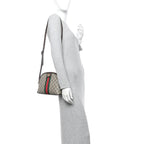 GG Supreme Monogram Textured Dollar Calfskin Web Small Ophidia Dome Shoulder Bag Beige Ebony New Acero