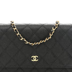 Caviar Quilted Wallet On Chain WOC Black