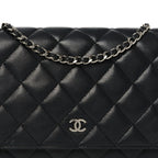 Lambskin Quilted Wallet On Chain WOC Black