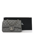 Caviar Quilted Mini Rectangular Flap Grey