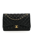 Lambskin Quilted Jumbo Double Flap Black