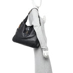 Pebbled Calfskin Medium New Jackie Shoulder Bag Black