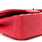 Caviar Quilted Small Double Flap Dark Pink