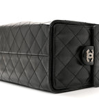 Shiny Crumpled Calfskin Quilted Small Chanel 25 Handbag Black