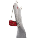 Calfskin Matelasse Small GG Marmont Shoulder Bag Hibiscus Red