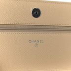 Caviar Quilted Wallet on Chain WOC Beige