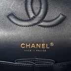 Denim Quilted Medium Double Flap Dark Blue