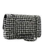 Tweed Quilted Medium Double Flap Black