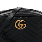 Calfskin Matelasse Mini GG Marmont Chain Shoulder Bag Black