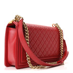 Lambskin Quilted New Medium Boy Flap Red