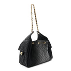 Washed Denim Quilted Small Chanel 25 Handbag Black