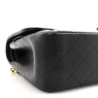 Caviar Quilted Jumbo Double Flap Black