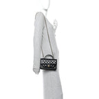 Lambskin Quilted Preppy Satchel Wallet On Chain WOC Black