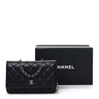 Caviar Quilted Wallet on Chain WOC Black